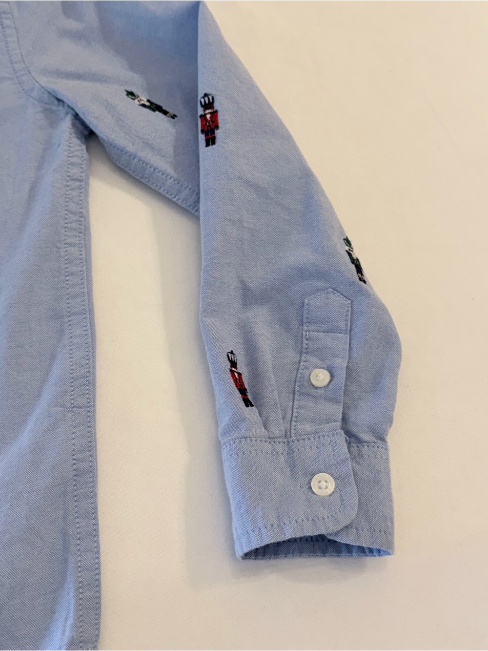 Janie and Jack Boys Blue Oxford Button-Down with Embroidered Nutcrackers Size 5 - Picture 5 of 12
